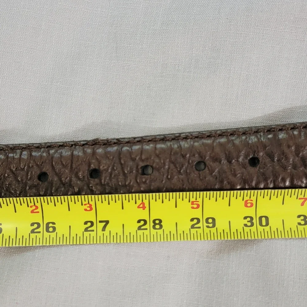 Mens Brown Genuine American‎ Bison Leather Belt Made in USA Size 28 Pebbled EUC